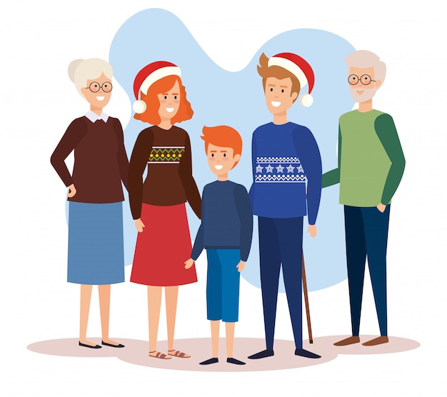 Familieouders met decemberkleding