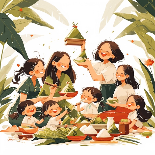 Families Gather to Make Sticky Rice Zongzi