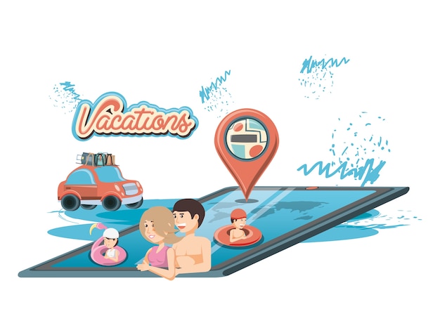 Familievakanties in vectorilustration van het poolpictogram vectorwater