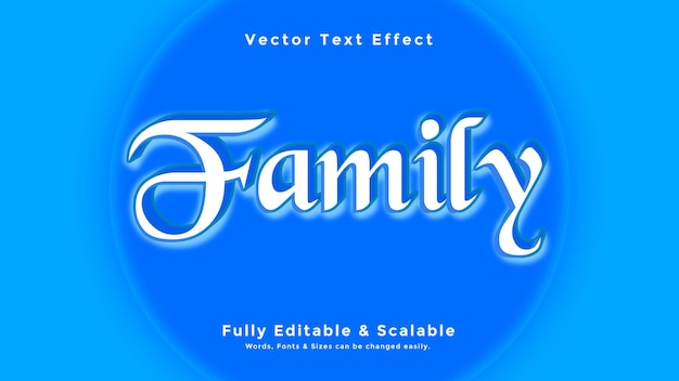 Family 3d text effect vector