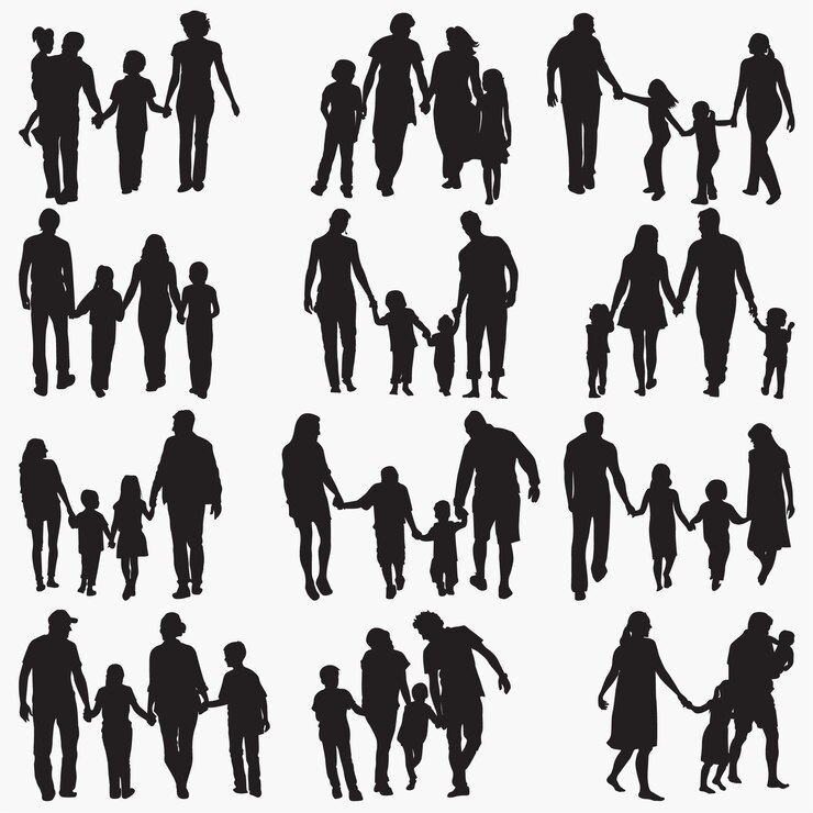 Vector family 4 silhouettes