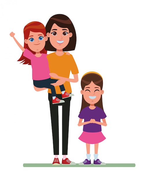 Family avatar cartoon character portrait