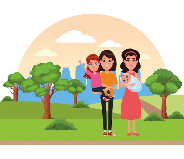 Family avatar cartoon character portrait