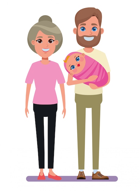 Family avatar cartoon character portrait