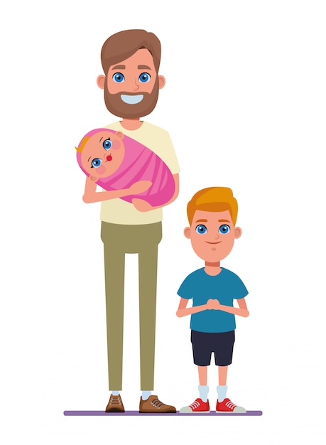 Family avatar cartoon character portrait