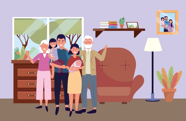 Family avatar cartoon character