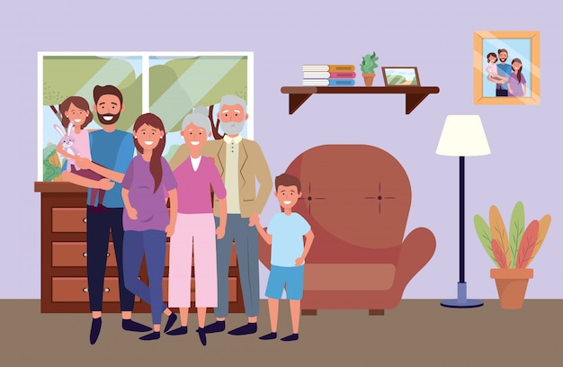Family avatar cartoon character