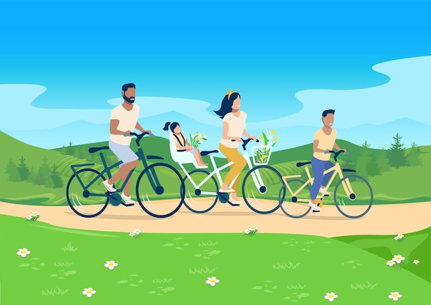 family on bicycles