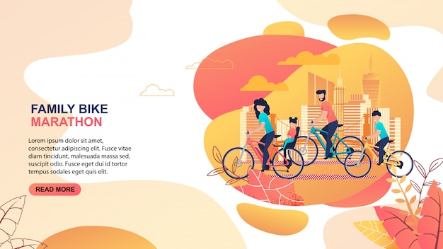 Family Bike Marathon Advertisement. Editable Promotion Text