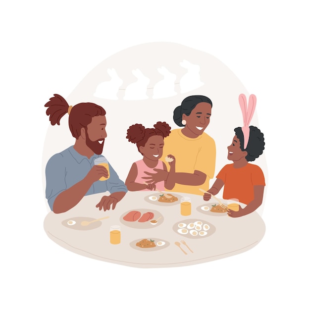 Vector family brunch isolated cartoon vector illustration