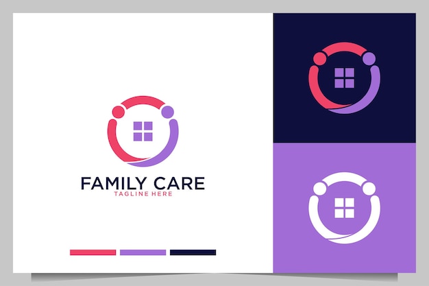 Family care with simple people logo design