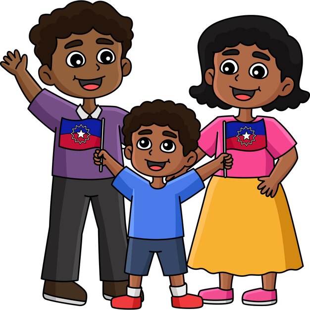 Vector family celebrating juneteenth cartoon clipart