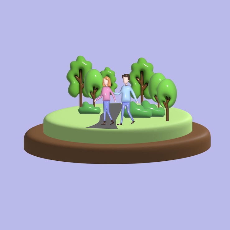 Vector family and children spending time together walking family concept realistic 3d object