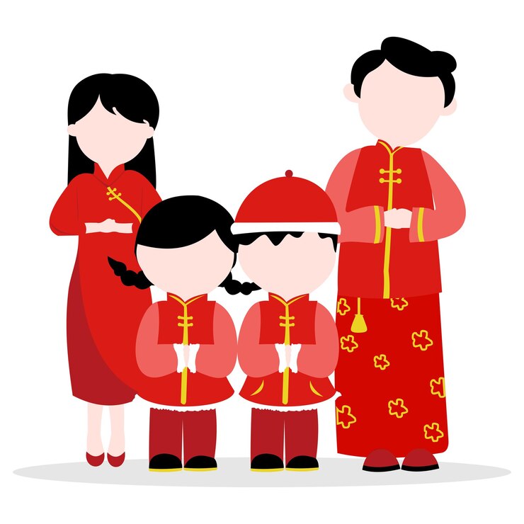 Vector family chinesse new years