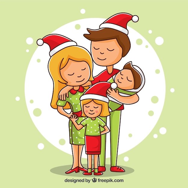 Vector family christmas illustration