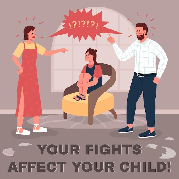 Vector family conflict social media post mockup