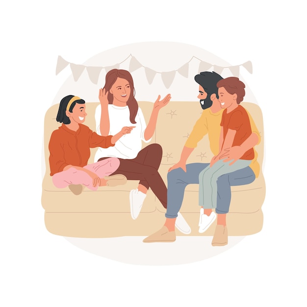 Family conversation isolated cartoon vector illustration