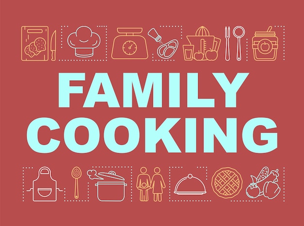 Vector family cooking word concepts banner