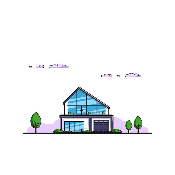 वेक्टर family cottage house. real estate, construction industry concept. flat style illlustration