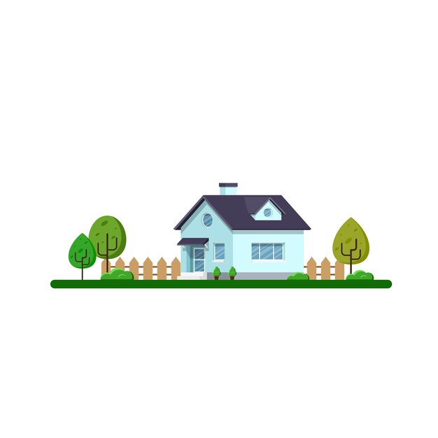 Family Cottage House. Real Estate, Construction Industry Concept. Flat Style Illlustration