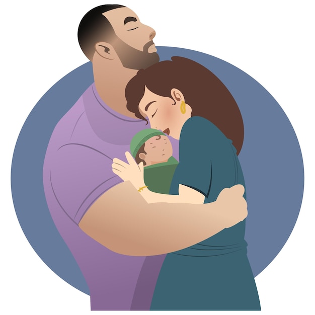 Vector family (couples) portrait illustration