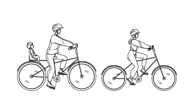 Family cycling vector