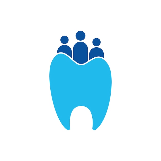 Family Dental logo sjabloon geïsoleerd met drie personen. Familie tandembleem met mensenconcept.