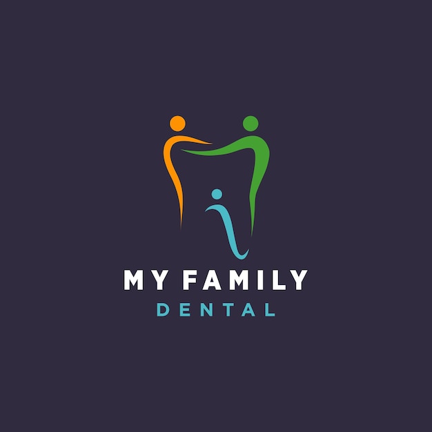 Family dental logo with human abstract style premium vector