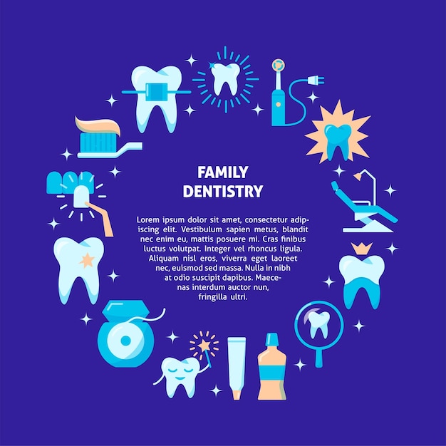 Family dentistry round concept banner