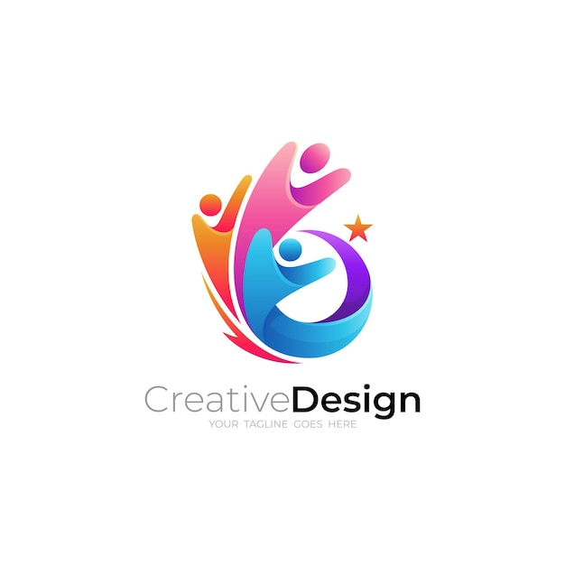 Family design template social logo with people care logos