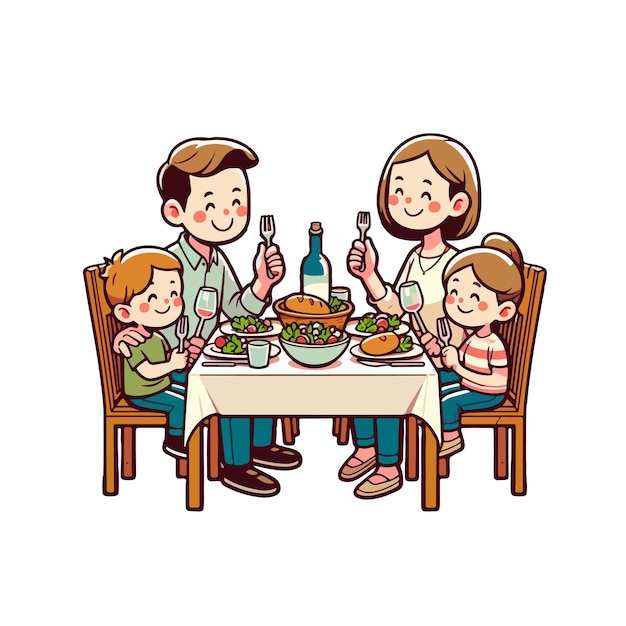 Семейная ужин векторная иллюстрация ai генерируемое изображение