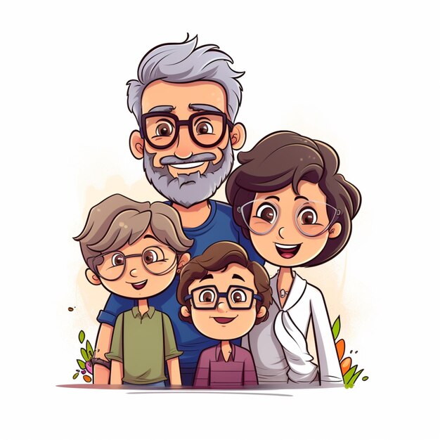 Family drawing cartoon vector