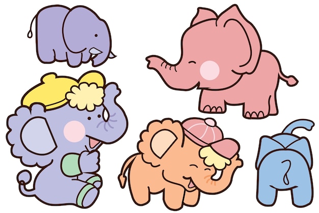 Family Elephant Cartoon illustration vector design.