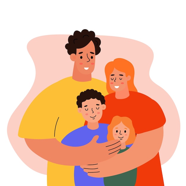 가족 들 이 따뜻 하고 사랑 스러운 환경 에서 함께 포옹 하는 것