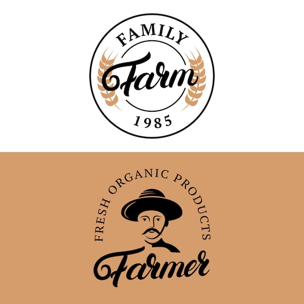 Family Farm and Farmer hand written lettering