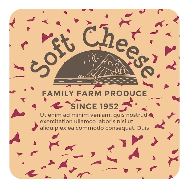 Vector family farm produce soft cheese production label