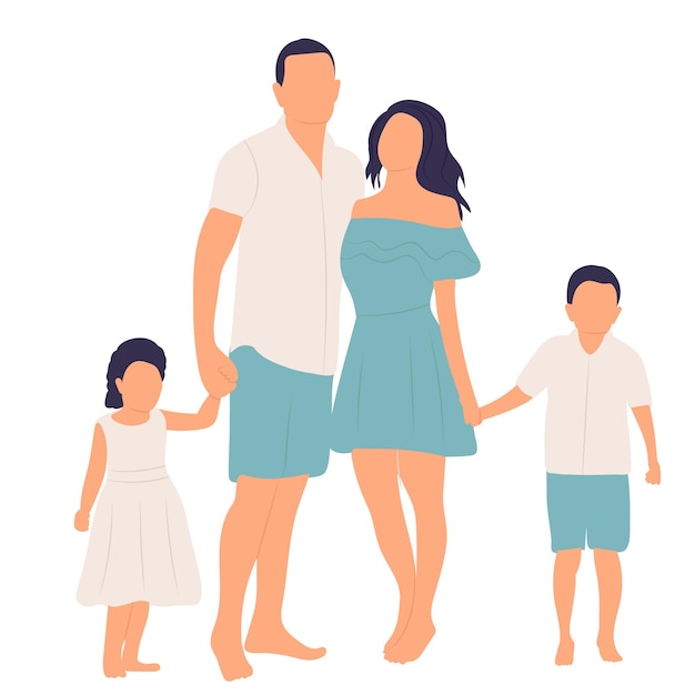 Vector family in flat style isolated vector