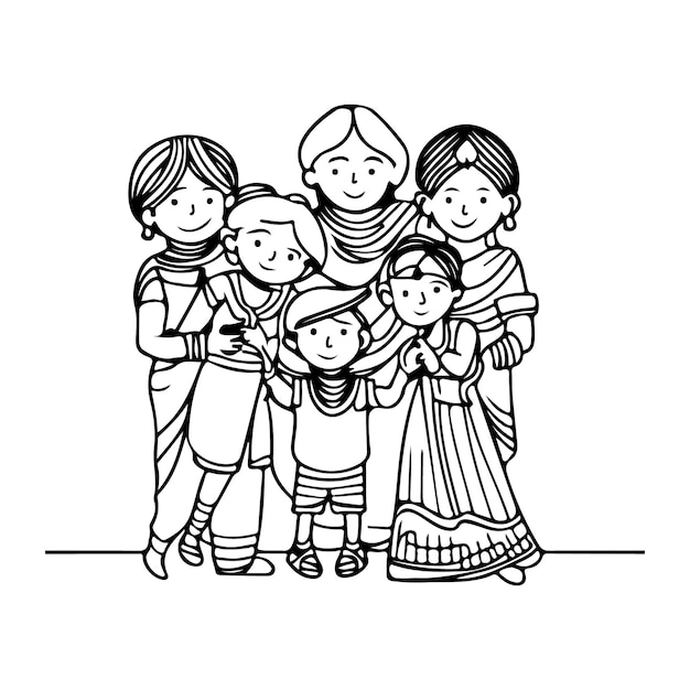 A family of four with a black and white background.