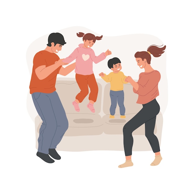 Family fun isolated cartoon vector illustrations