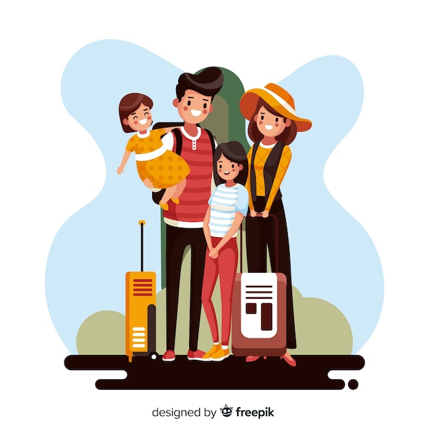 Vector family going on a trip background