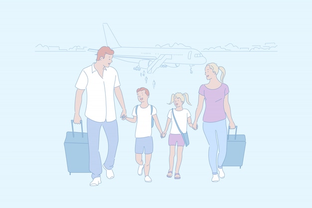 Family going on a trip together illustration