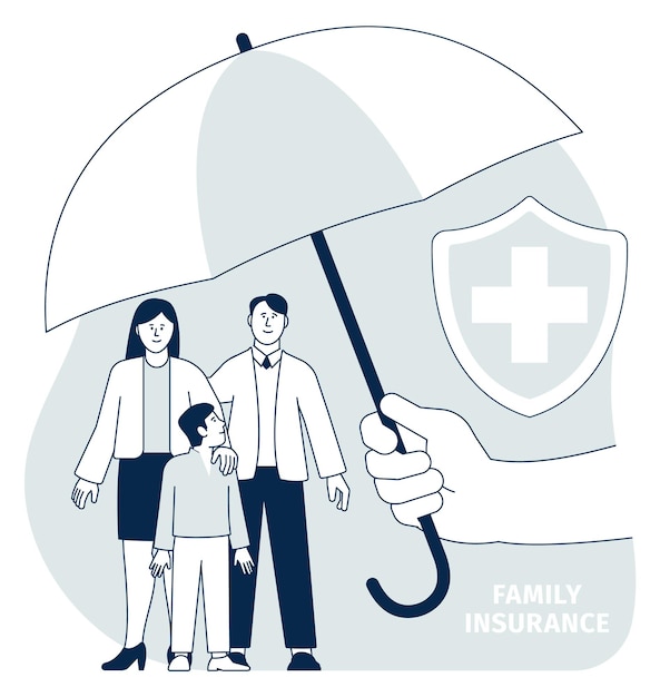 Vector family health insurance medical care support document