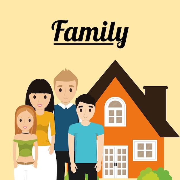 Vector family home architecture image