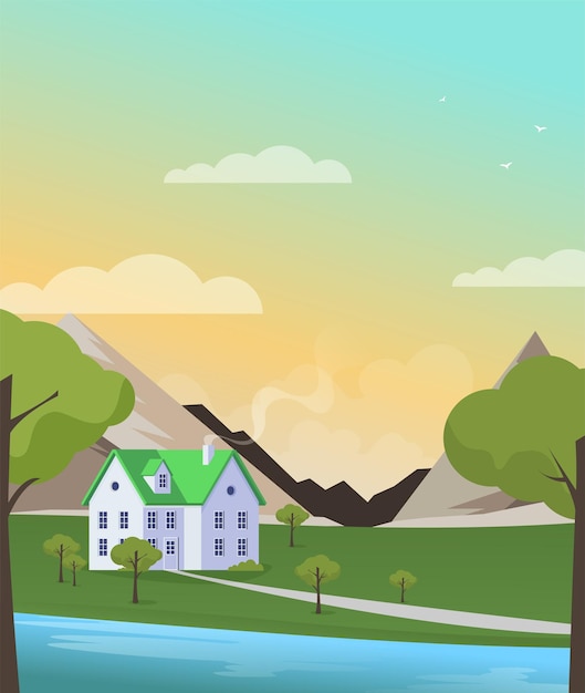 Vector family home in flat style vector illustration