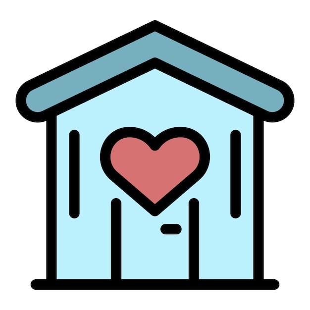 Вектор Икона любви к семейному дому очертание семейного дома вектор любви икона цвета плоская изолированная