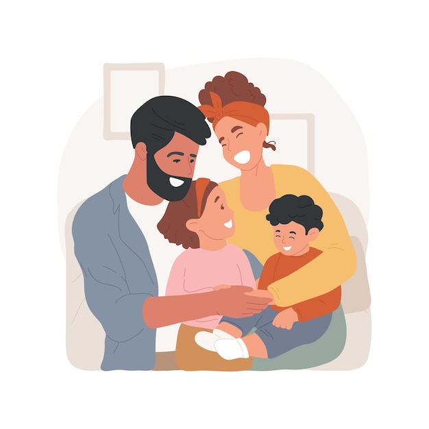Vector family hugs isolated cartoon vector illustration