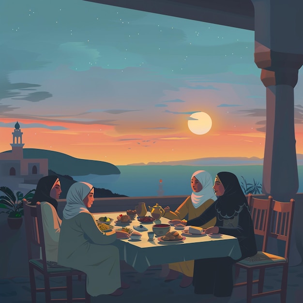 Family Iftar Vector