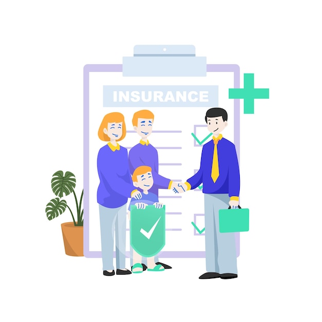 Family insurance contract illustration