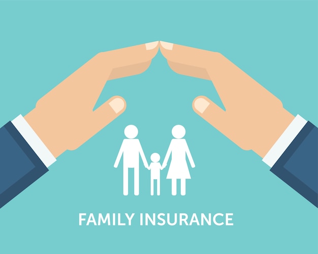 Family insurance icon with two hand at the top