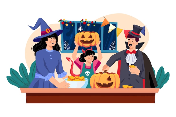 Vector 家族でハロウィンの飾りつけ